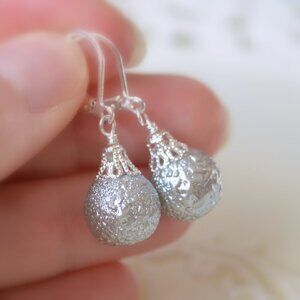 Silver Christmas Ornament Earrings - Hand Made in Canada